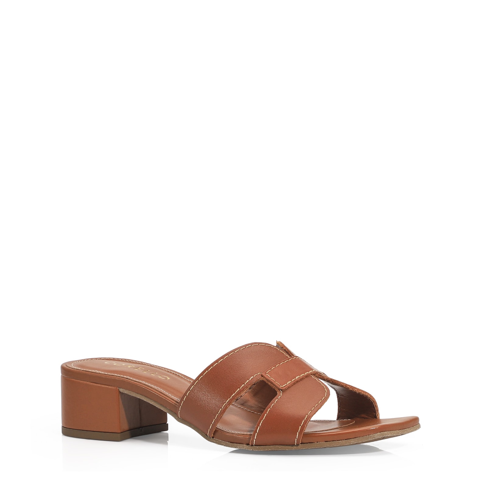 Mule Geometric Couro Caramelo