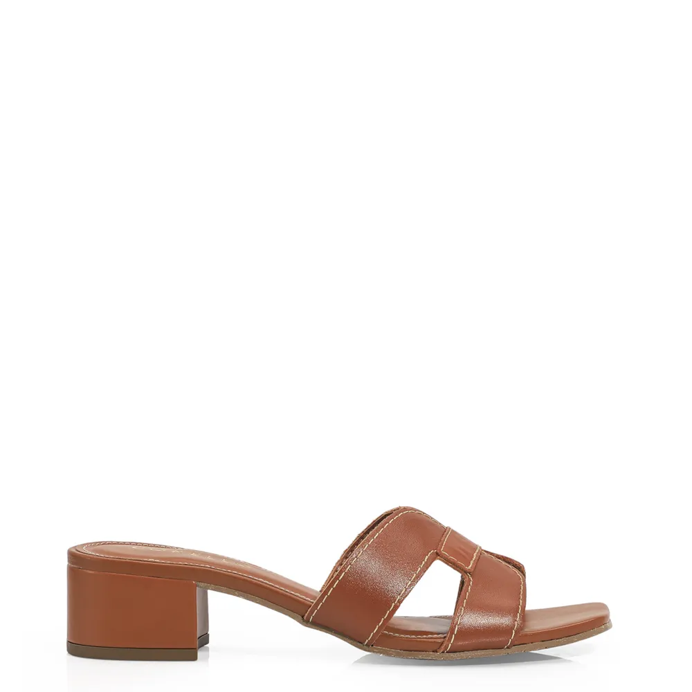 Mule Geometric Couro Caramelo - imagem 2