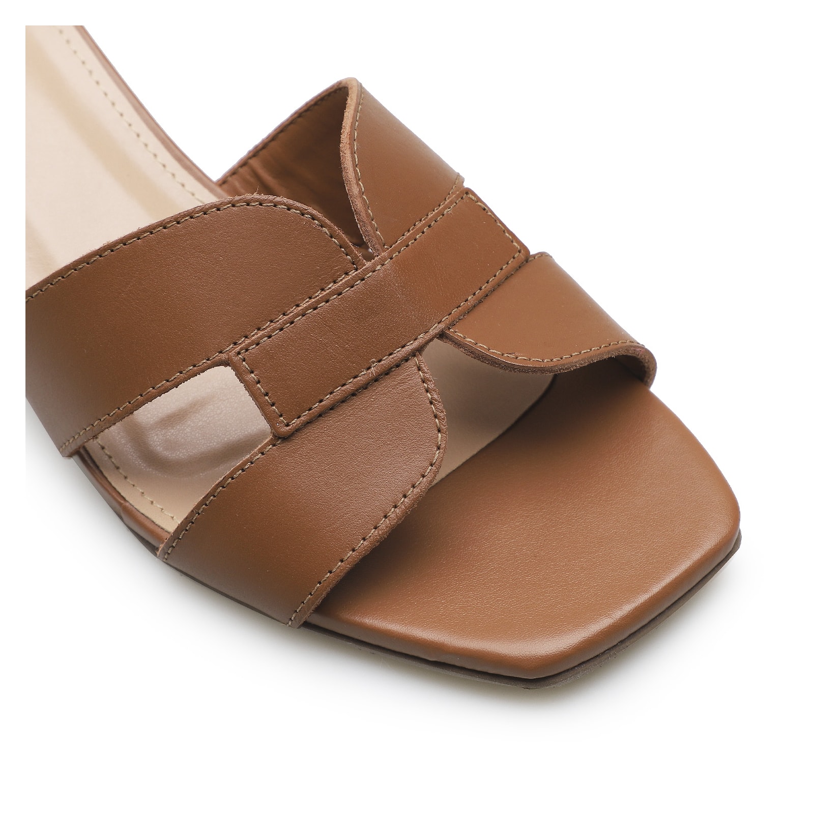 Mule Geometric Couro Cuoio