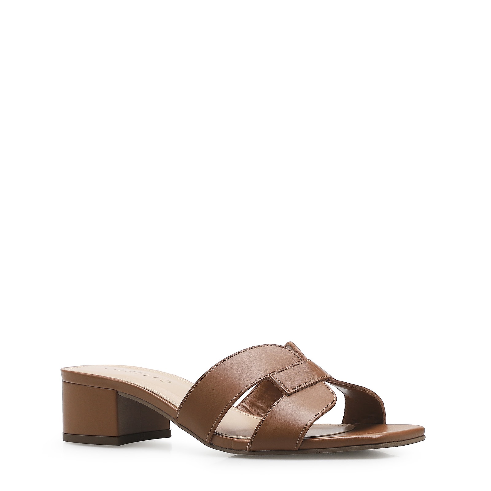 Mule Geometric Couro Cuoio