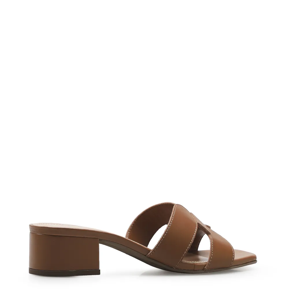 Mule Geometric Couro Cuoio - imagem 3