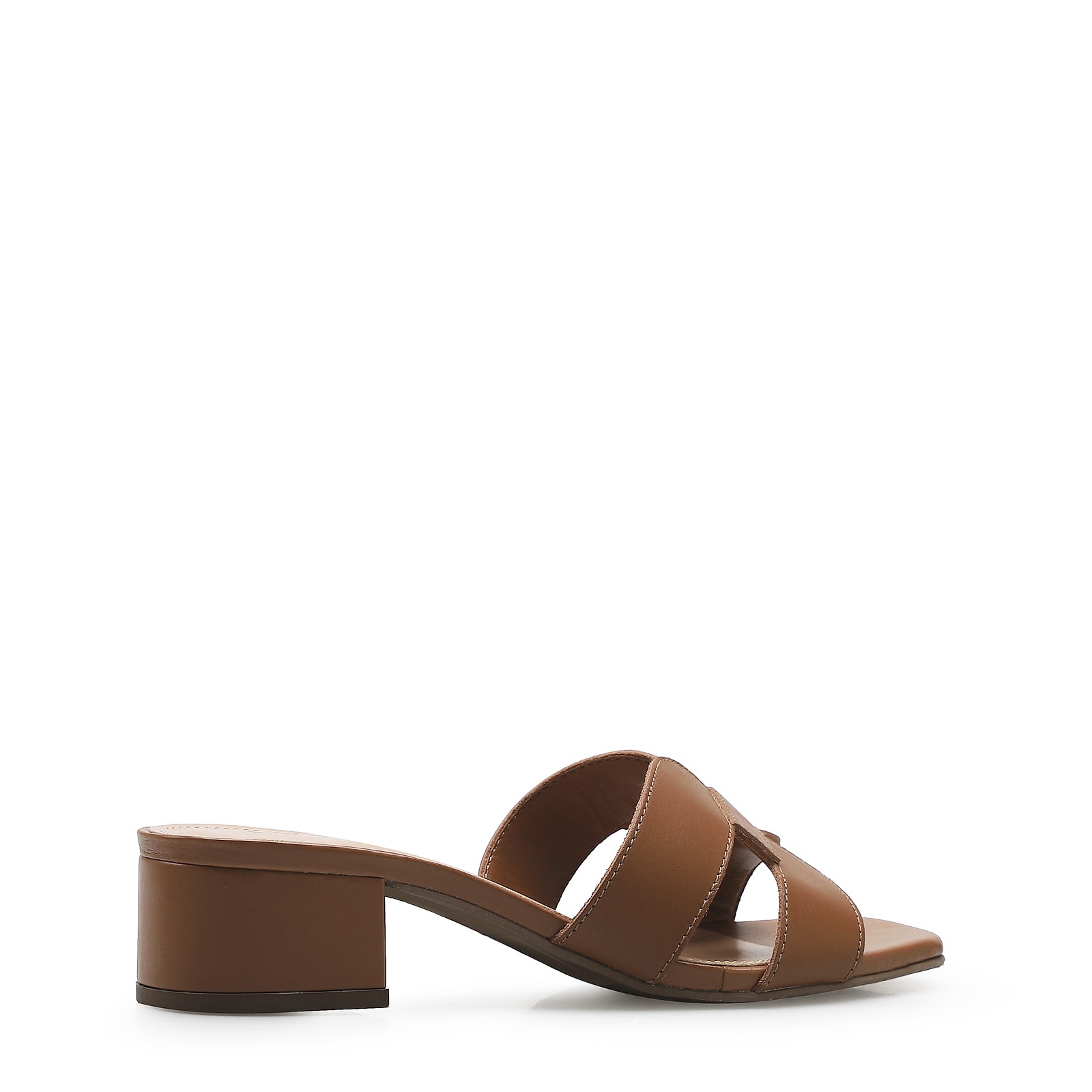 Mule Geometric Couro Cuoio