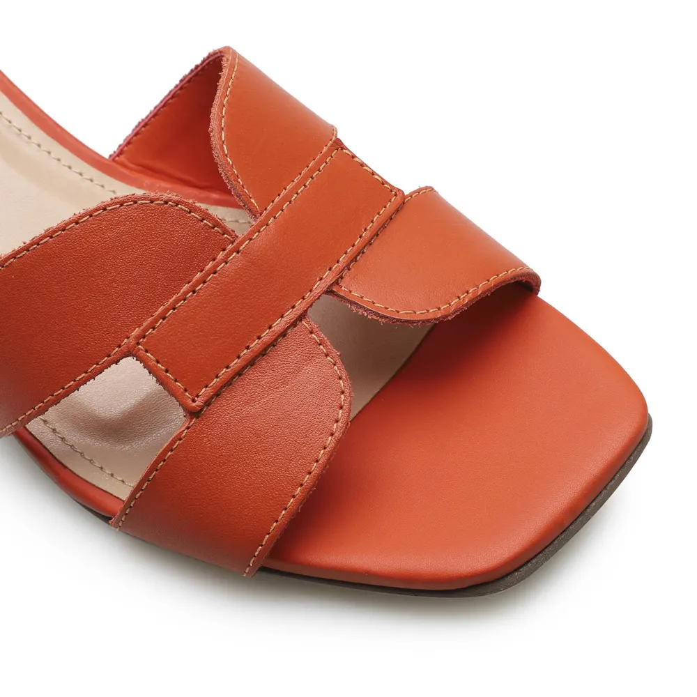 Mule Geometric Couro Laranja - imagem 6