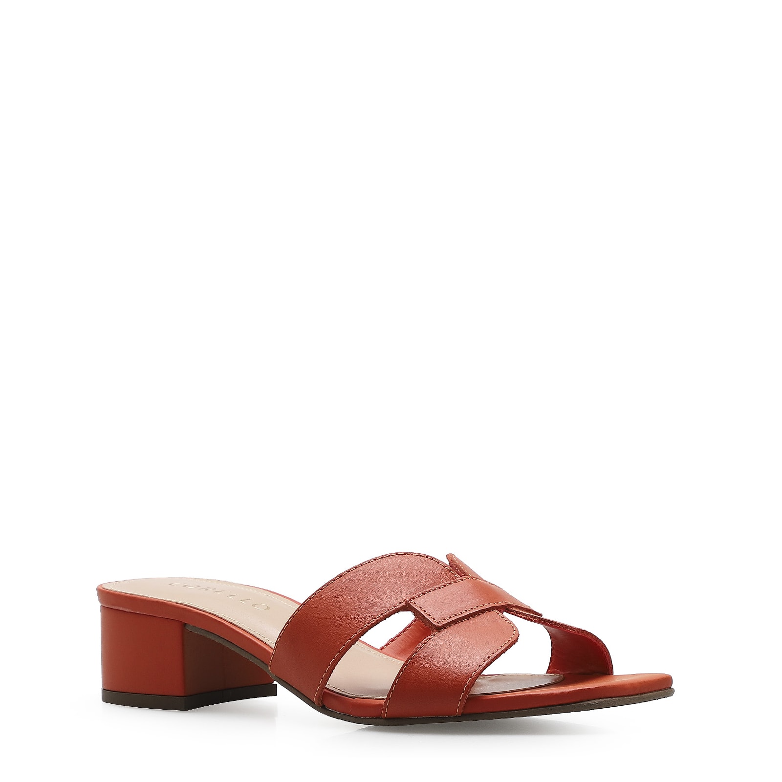 Mule Geometric Couro Laranja
