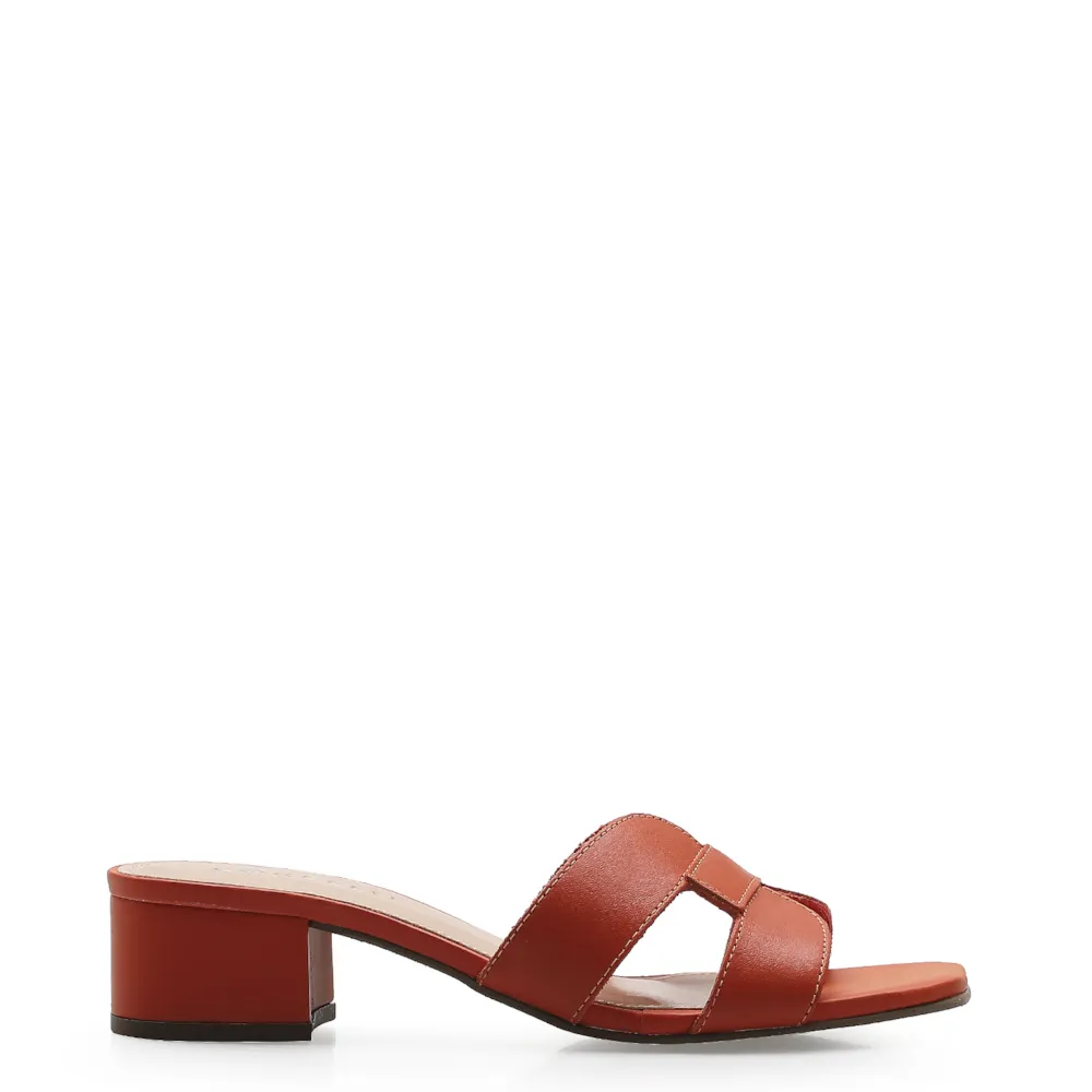 Mule Geometric Couro Laranja - imagem 2