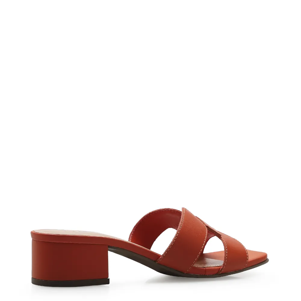 Mule Geometric Couro Laranja - imagem 3