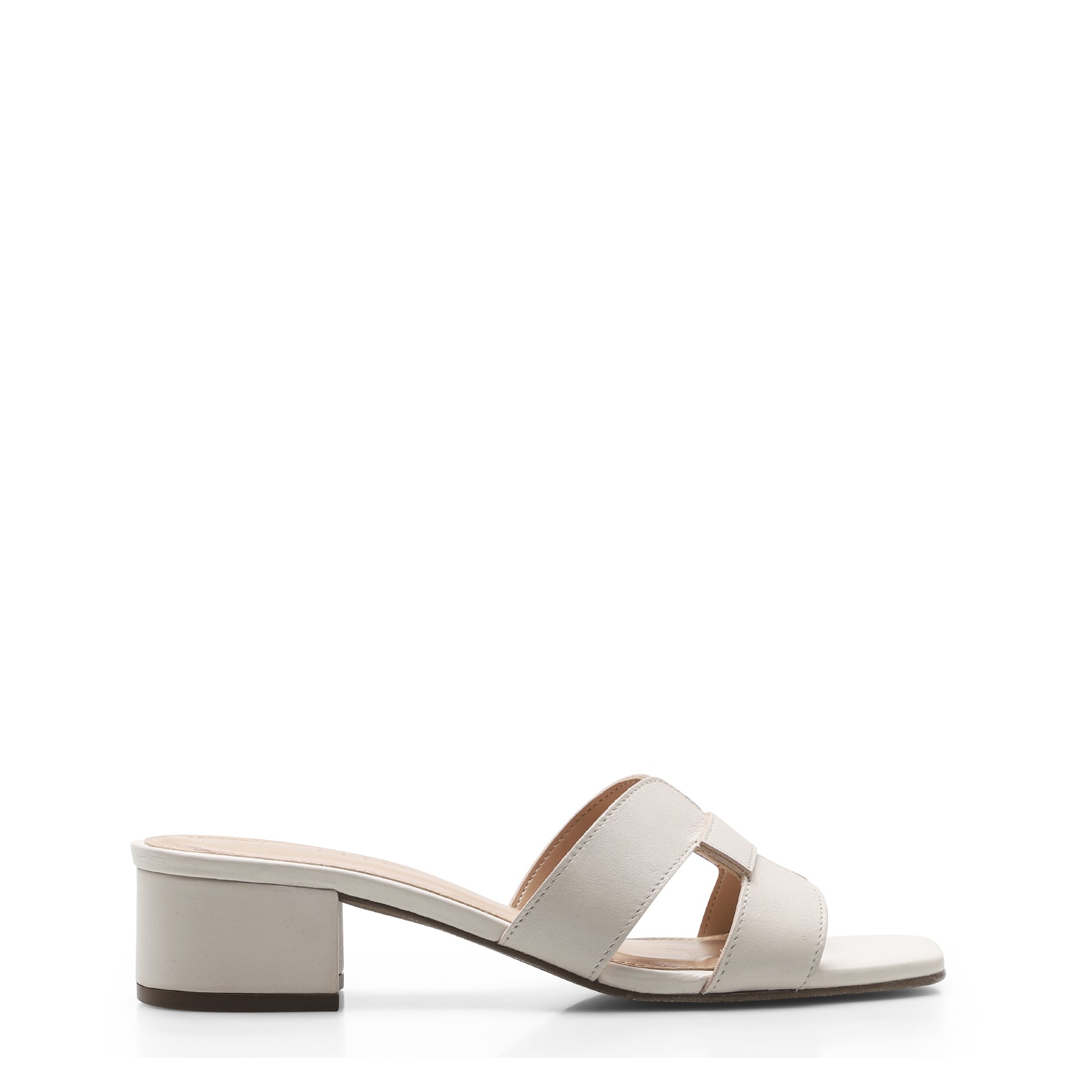 Mule Geometric Couro Off White
