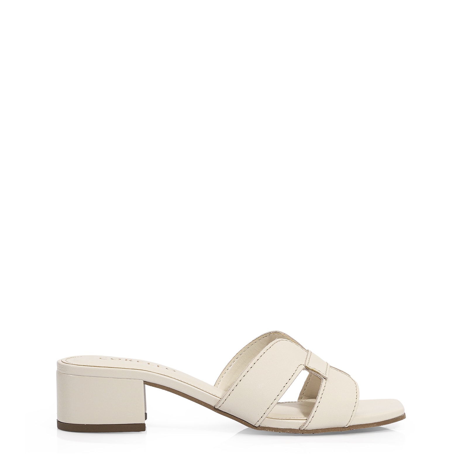 Mule Geometric Couro Off White