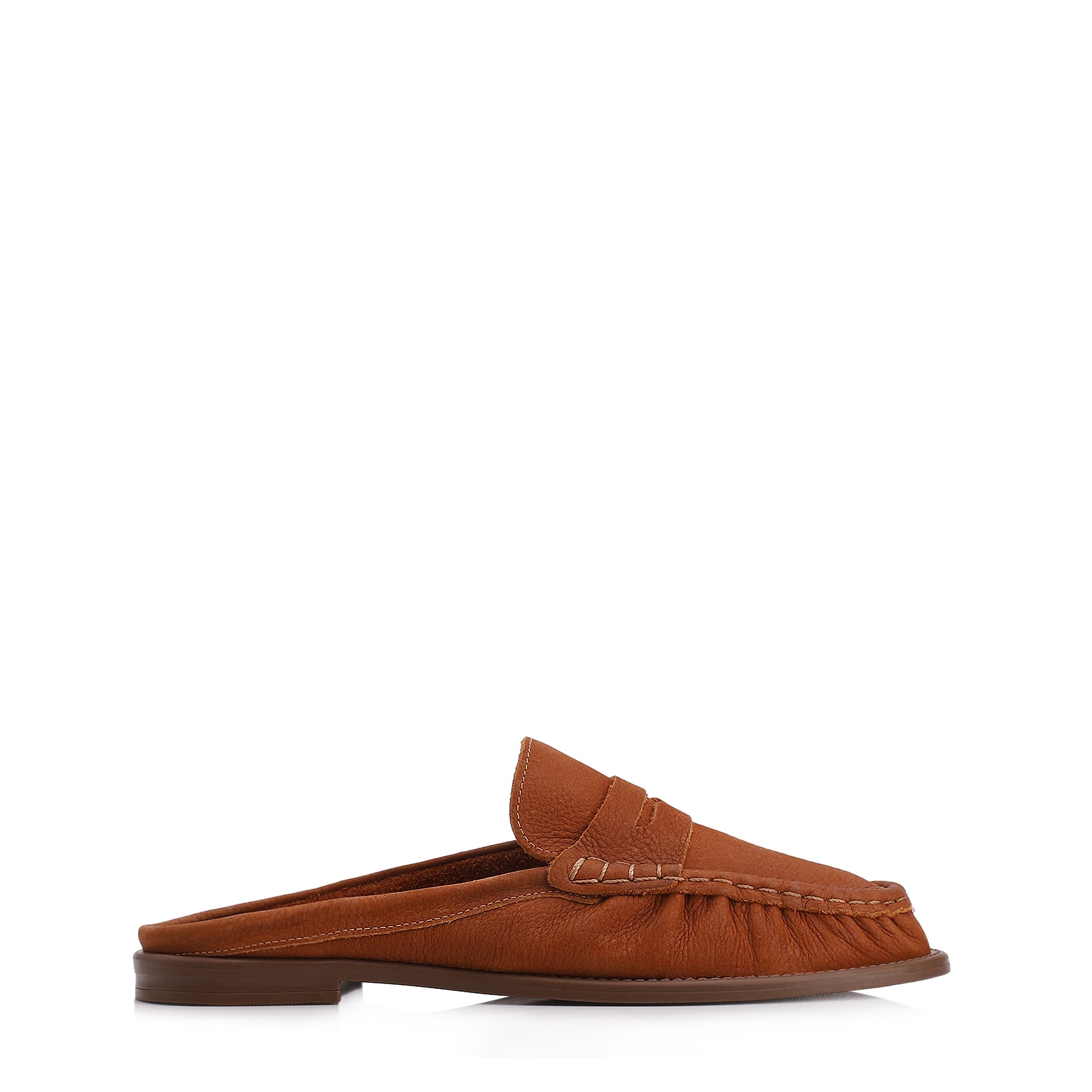 Mule Marrom Claro Couro Nobuck Floater Franzido