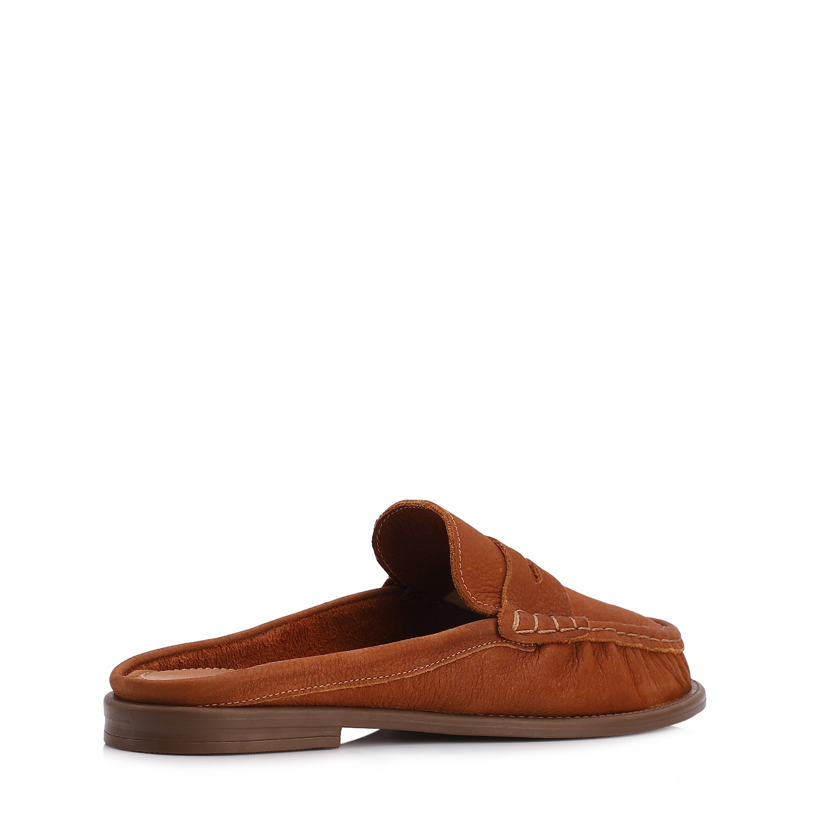 Mule Marrom Claro Couro Nobuck Floater Franzido