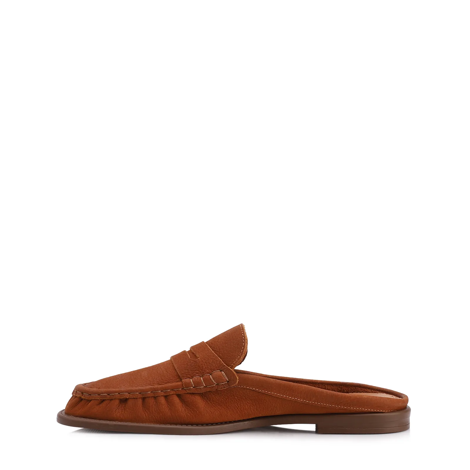 Mule Marrom Claro Couro Nobuck Floater Franzido