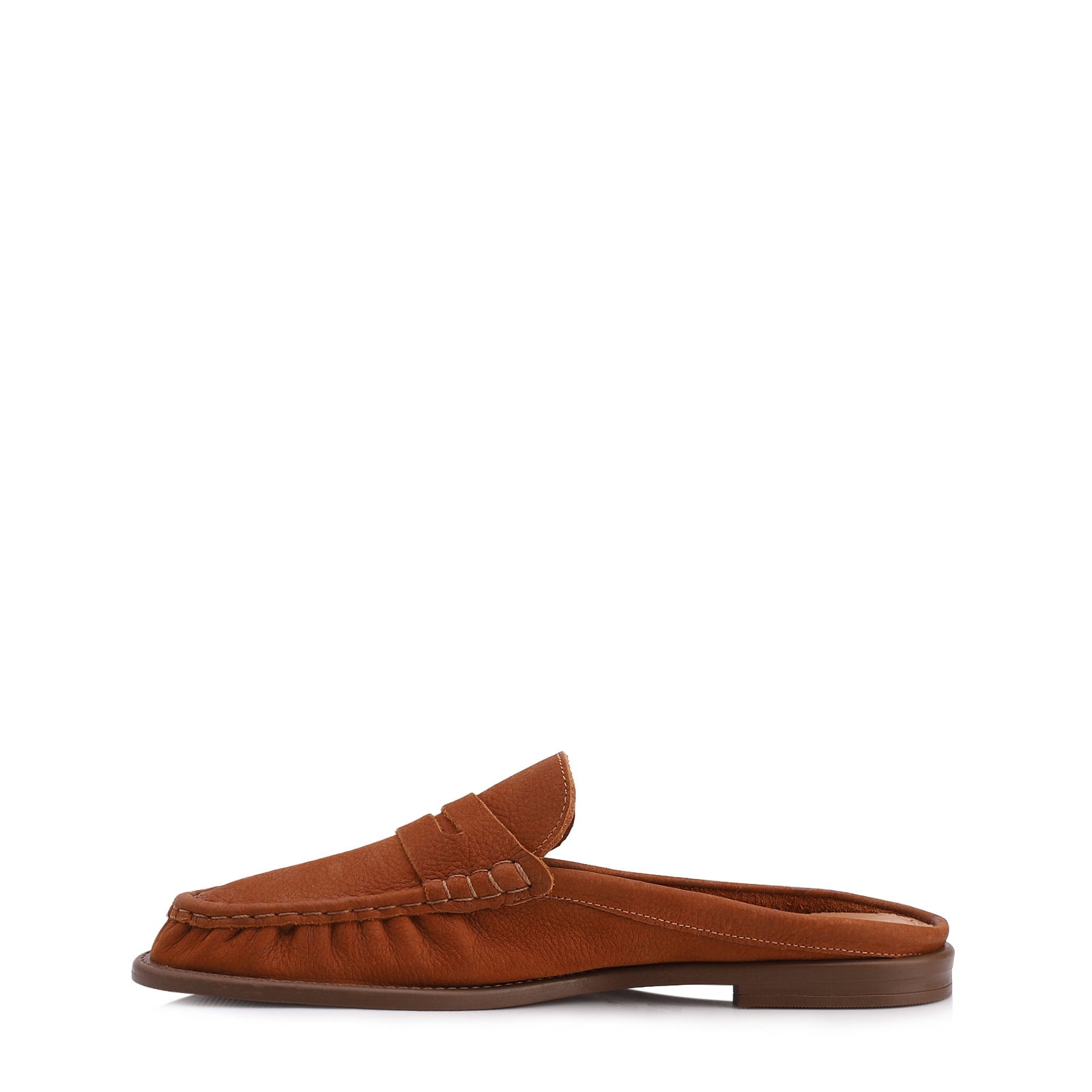Mule Marrom Claro Couro Nobuck Floater Franzido