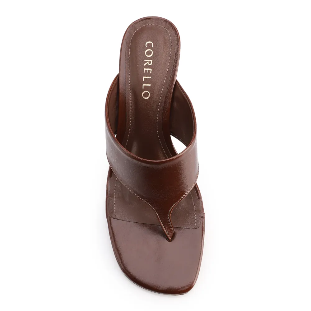 Mule Marrom Salto Anabela Alto Couro - imagem 6