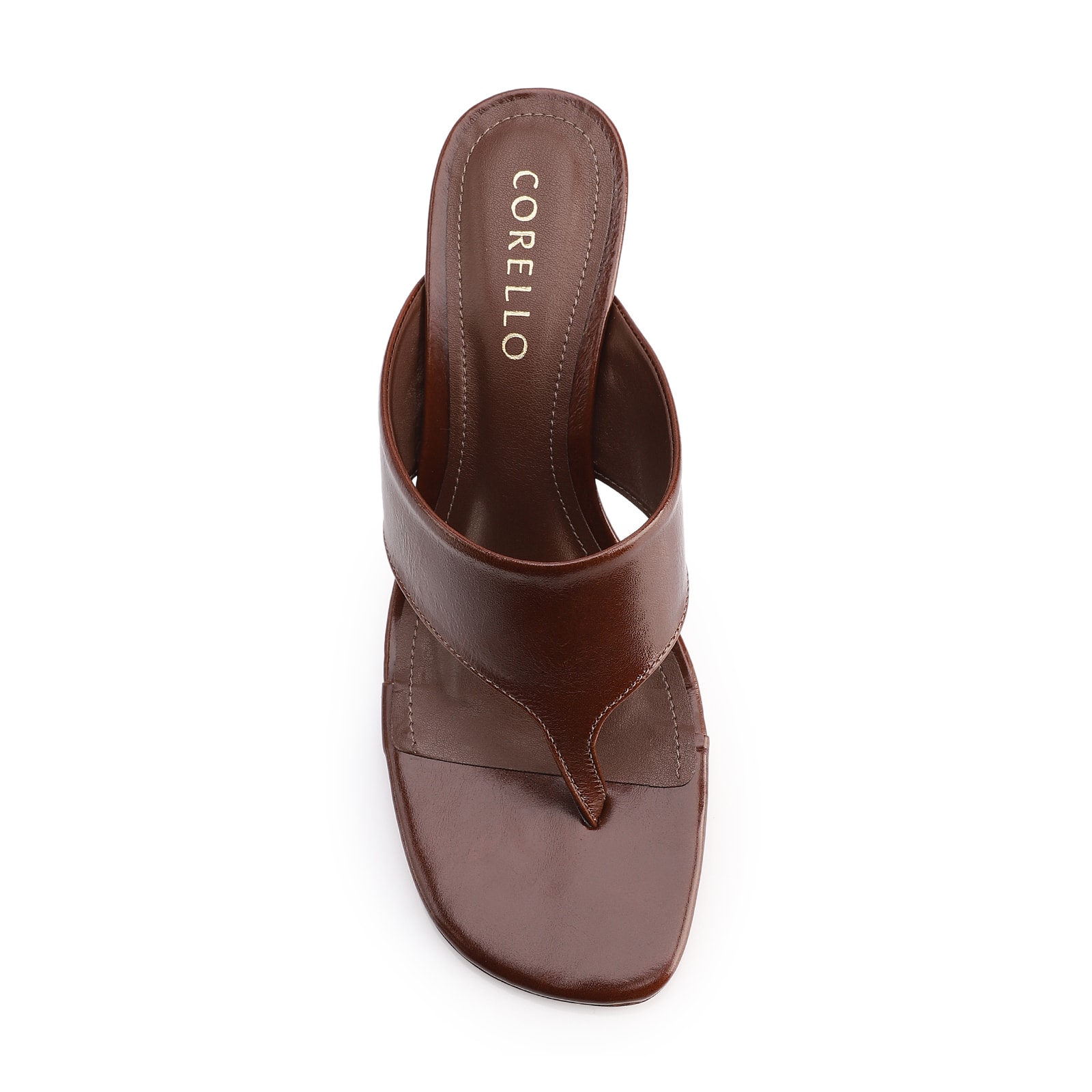 Mule Marrom Salto Anabela Alto Couro