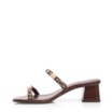 Mule Marrom Salto Bloco Baixo Alt Croco Pedras - imagem 4