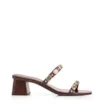 Mule Marrom Salto Bloco Baixo Alt Croco Pedras - imagem 3