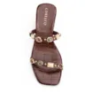 Mule Marrom Salto Bloco Baixo Alt Croco Pedras - imagem 6