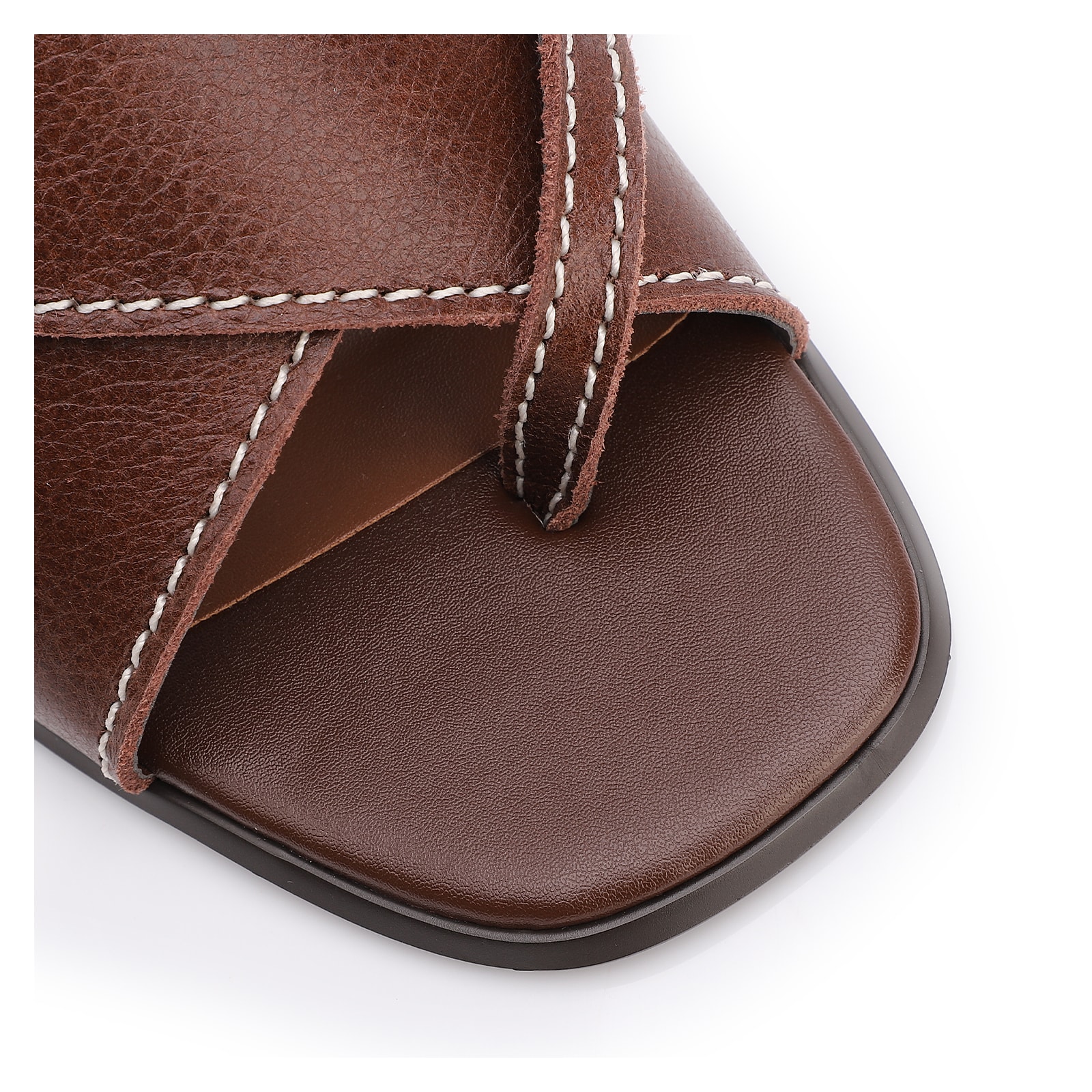 Mule Marrom Salto Bloco Baixo Couro Antique Tiras Cruzadas