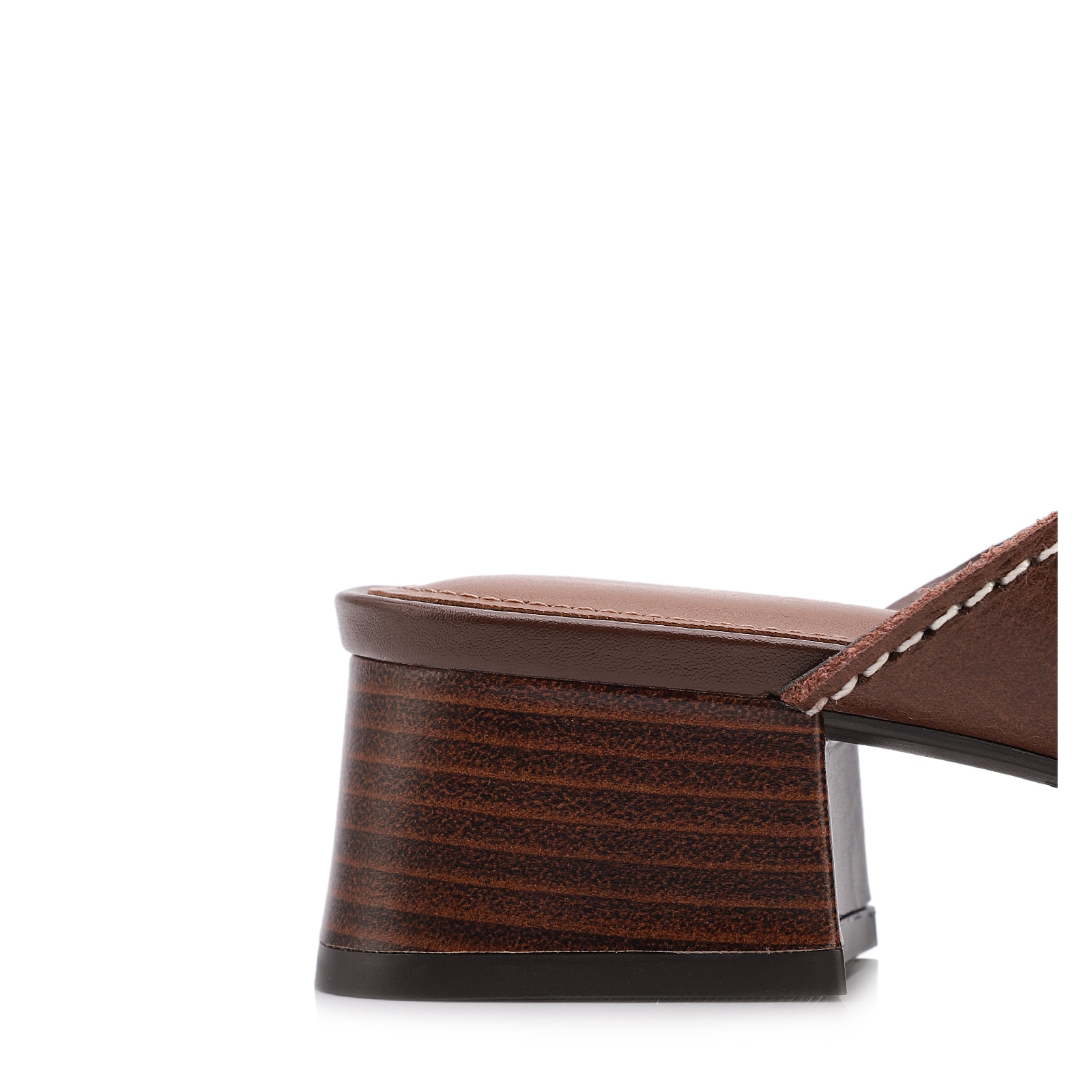 Mule Marrom Salto Bloco Baixo Couro Antique Tiras Cruzadas