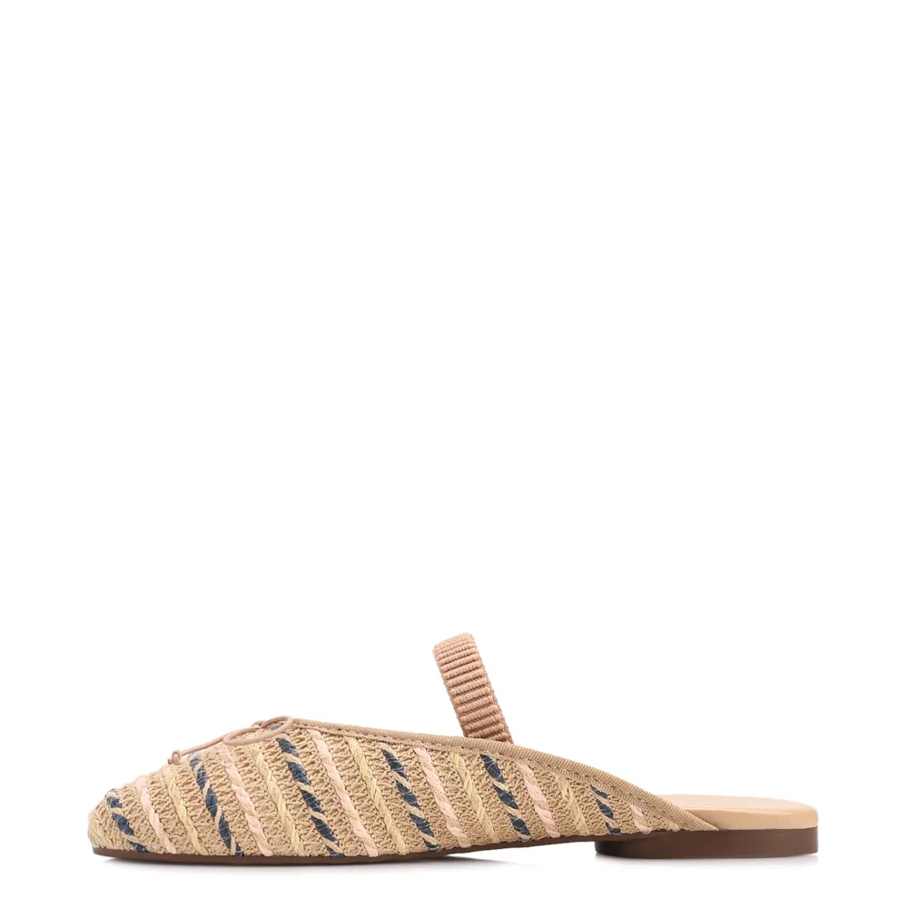 Mule Multicolor Salto Baixo Alt Ráfia Laço - imagem 4