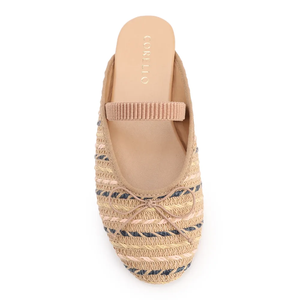 Mule Multicolor Salto Baixo Alt Ráfia Laço - imagem 5