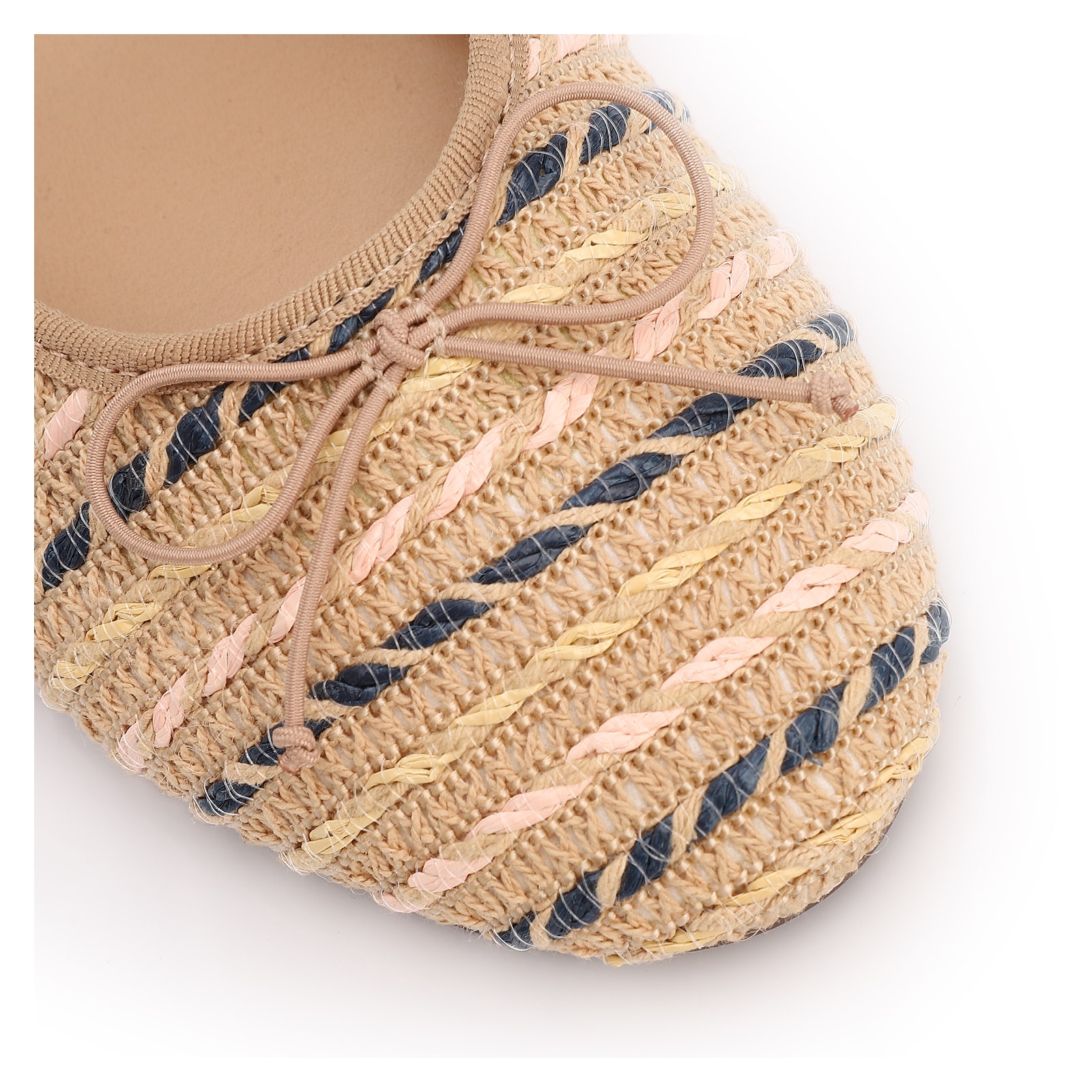 Mule Multicolor Salto Baixo Alt Ráfia Laço