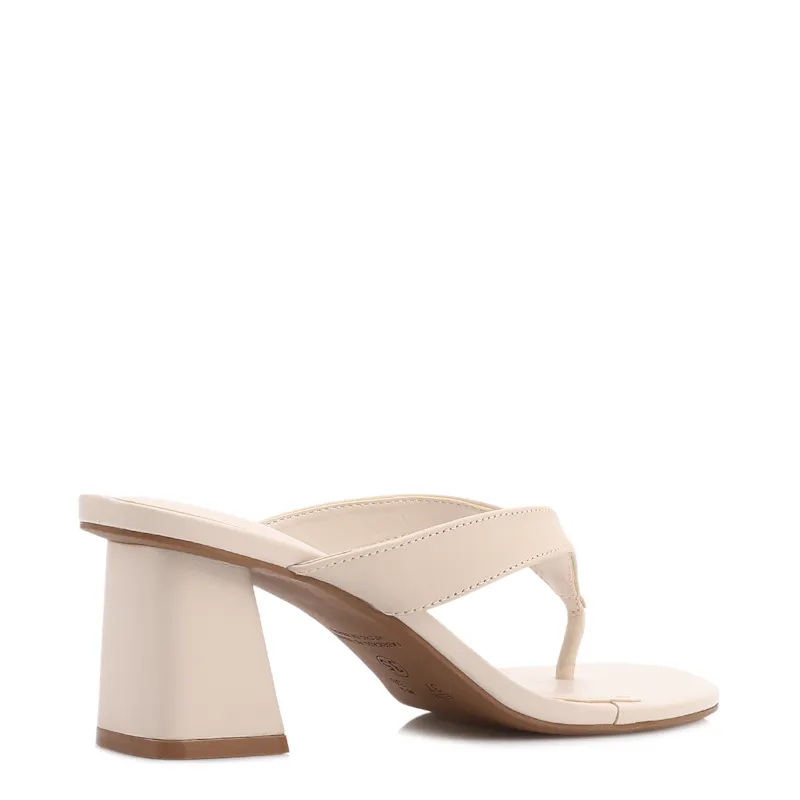 Mule Off White  Bloco Médio Couro Tiras Finas - foto 3