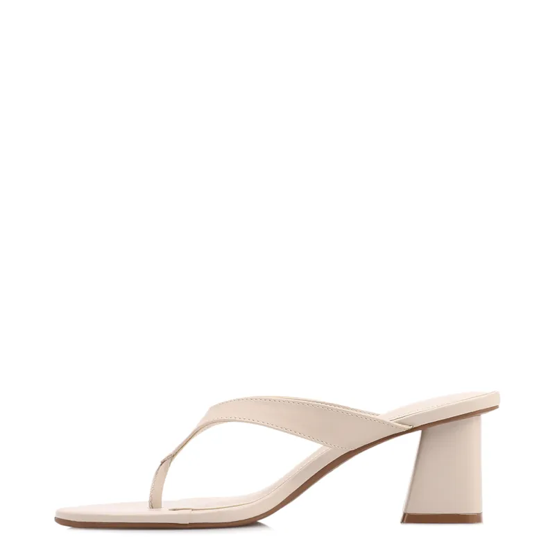 Mule Off White  Bloco Médio Couro Tiras Finas - foto 4