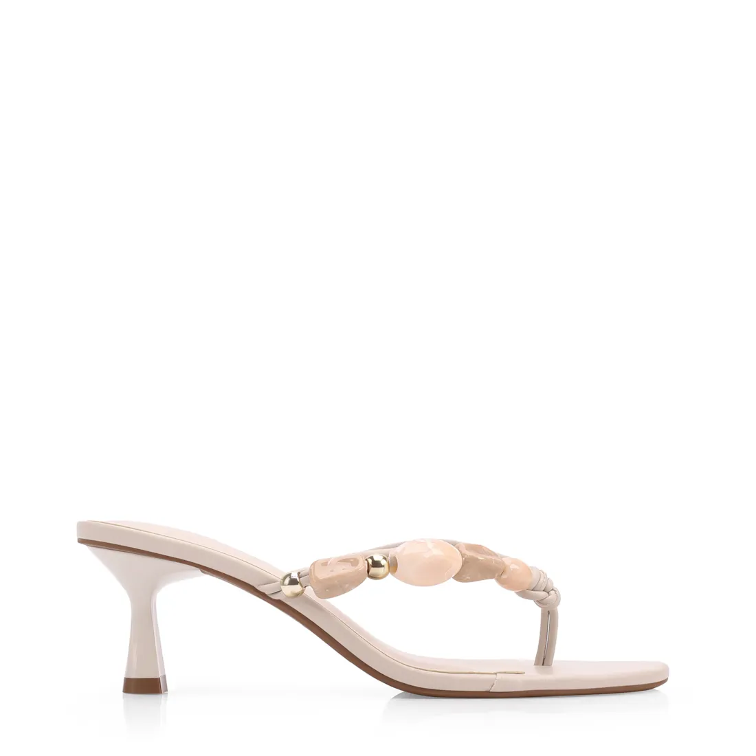 Mule Off White Salto Fino Baixo Alt Pedras Laterais - foto 2