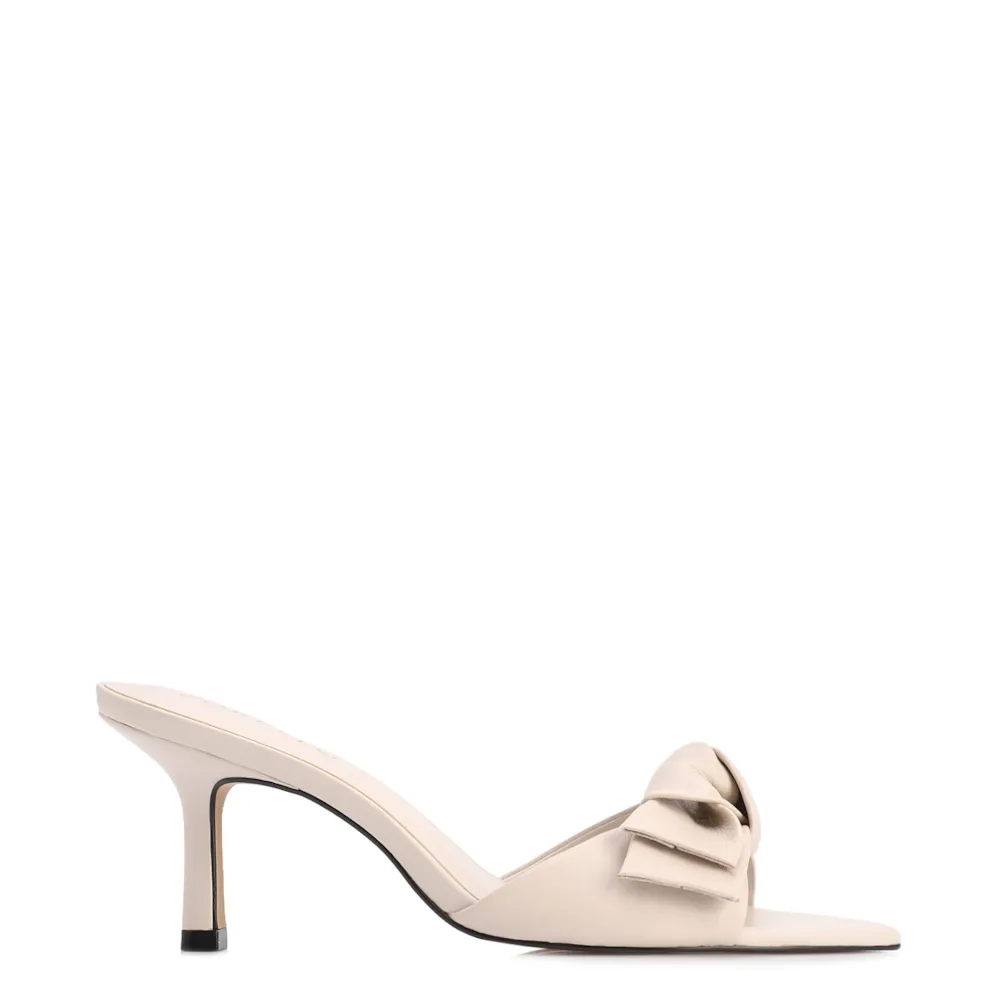 Mule Off White Salto Fino Médio Couro Maxi Laço - imagem 3