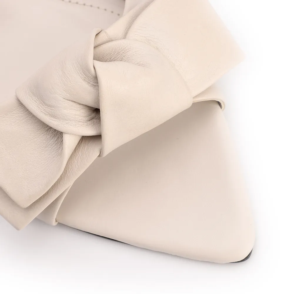 Mule Off White Salto Fino Médio Couro Maxi Laço - imagem 7