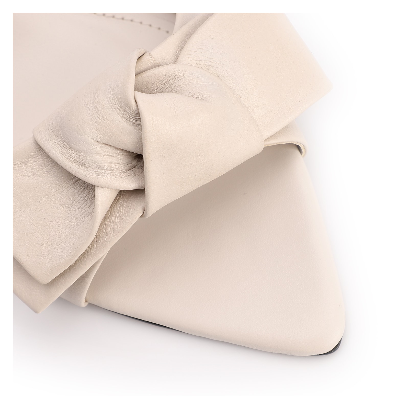 Mule Off White Salto Fino Médio Couro Maxi Laço