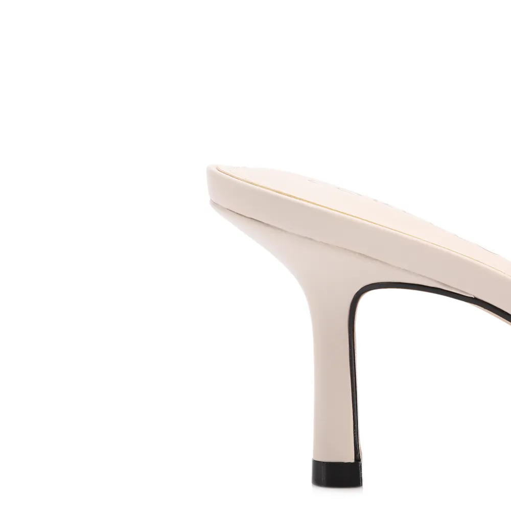 Mule Off White Salto Fino Médio Couro Maxi Laço - imagem 8
