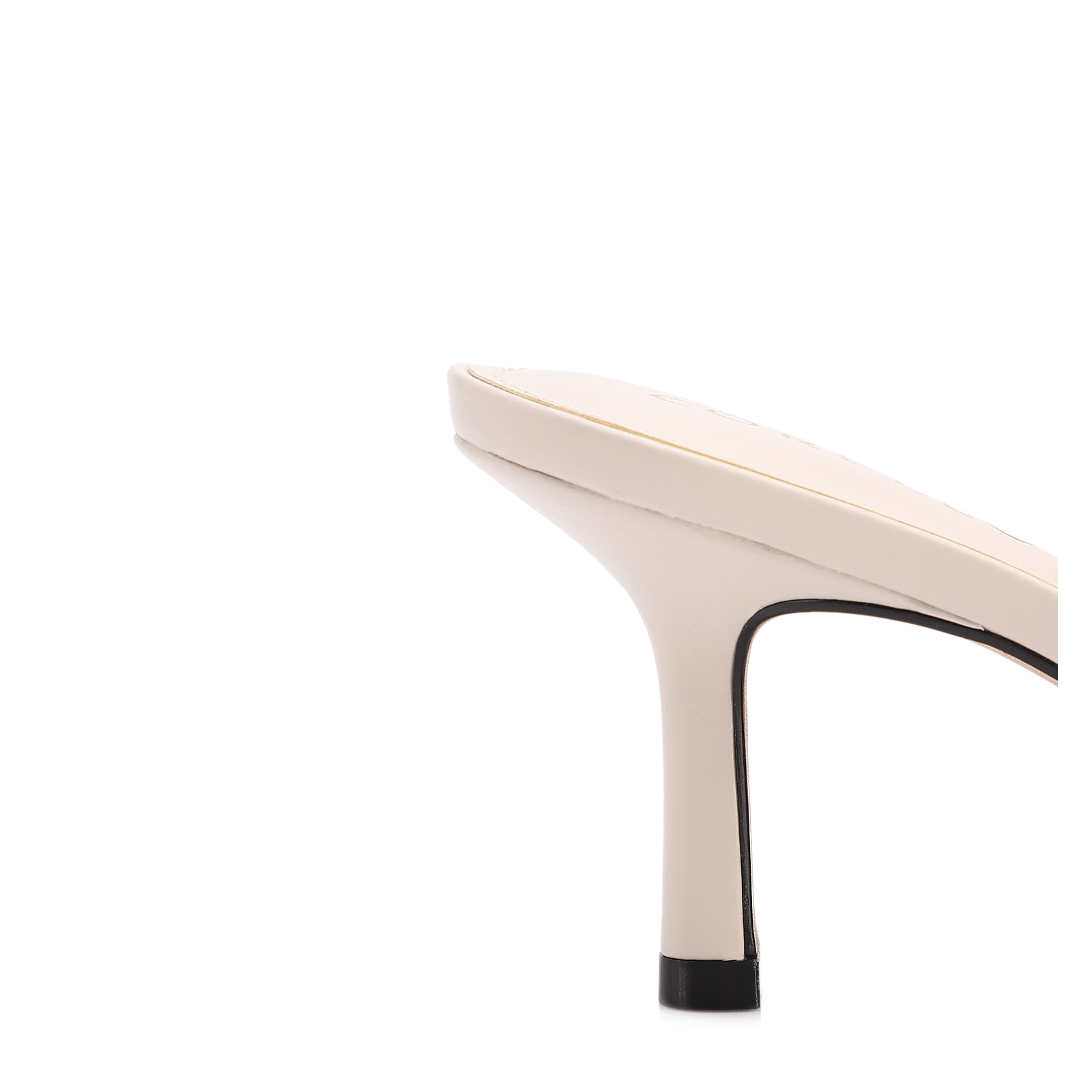 Mule Off White Salto Fino Médio Couro Maxi Laço