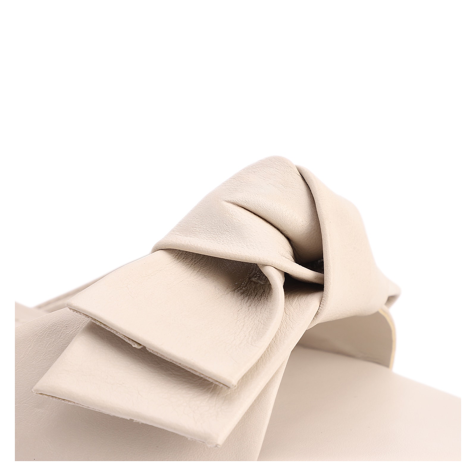 Mule Off White Salto Fino Médio Couro Maxi Laço