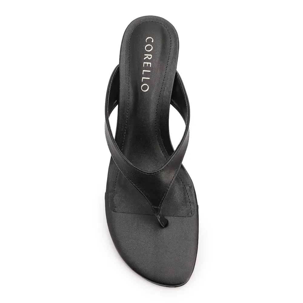 Mule Preto Bloco Médio Couro Tiras Finas - imagem 5