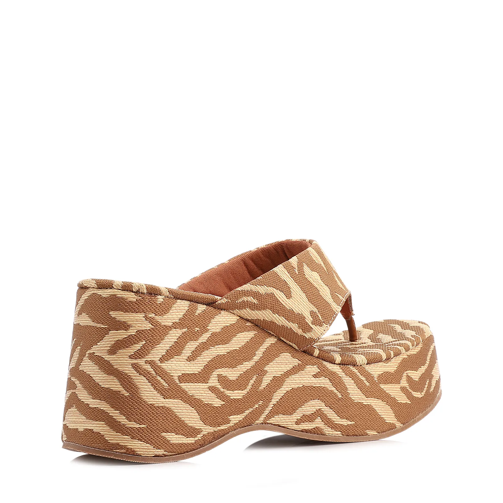 Mule Salto Alto Plataforma Tecido Animal Print