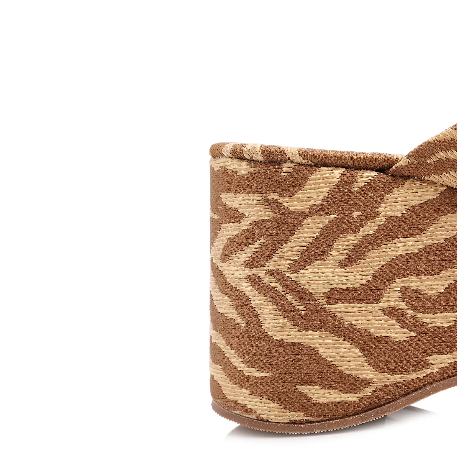Mule Salto Alto Plataforma Tecido Animal Print