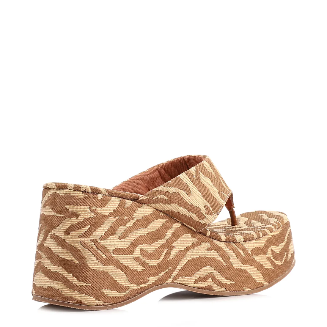 Mule Salto Alto Plataforma Tecido Animal Print - foto 3
