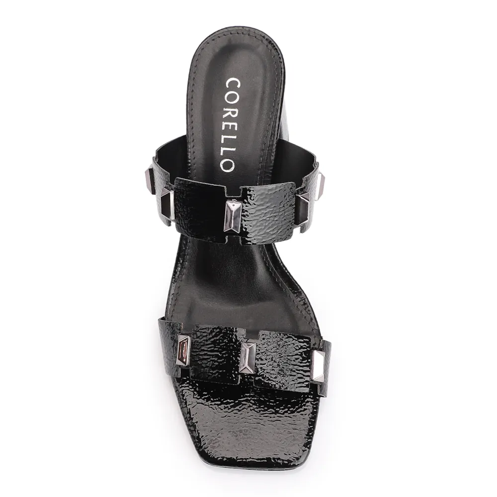 Mule Studs Alt Verniz Preto - imagem 5