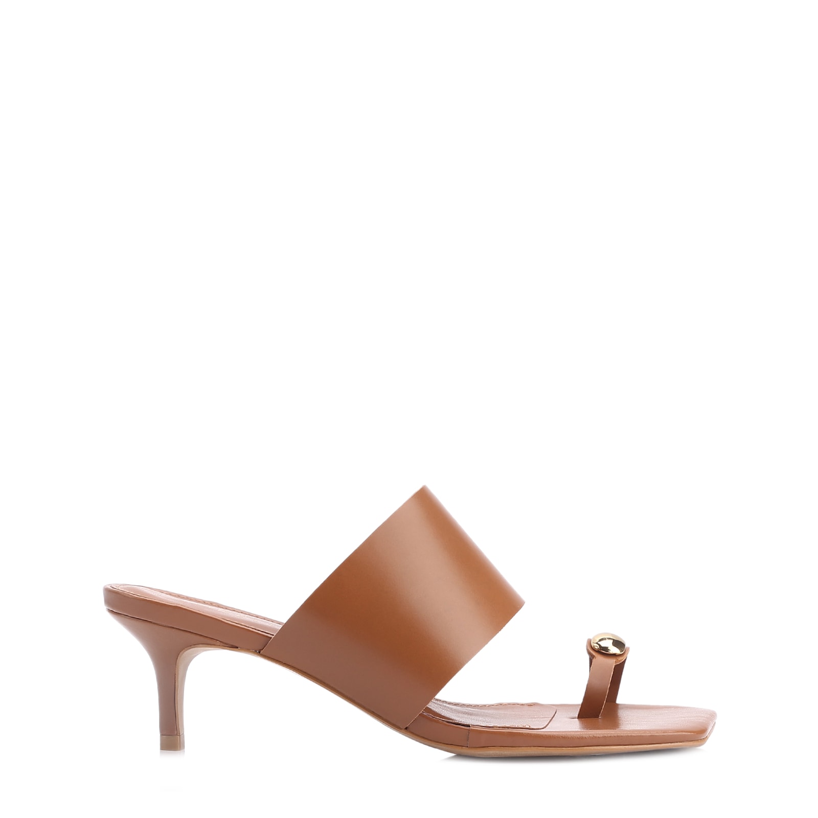 Mule Toe Ring Couro Marrom