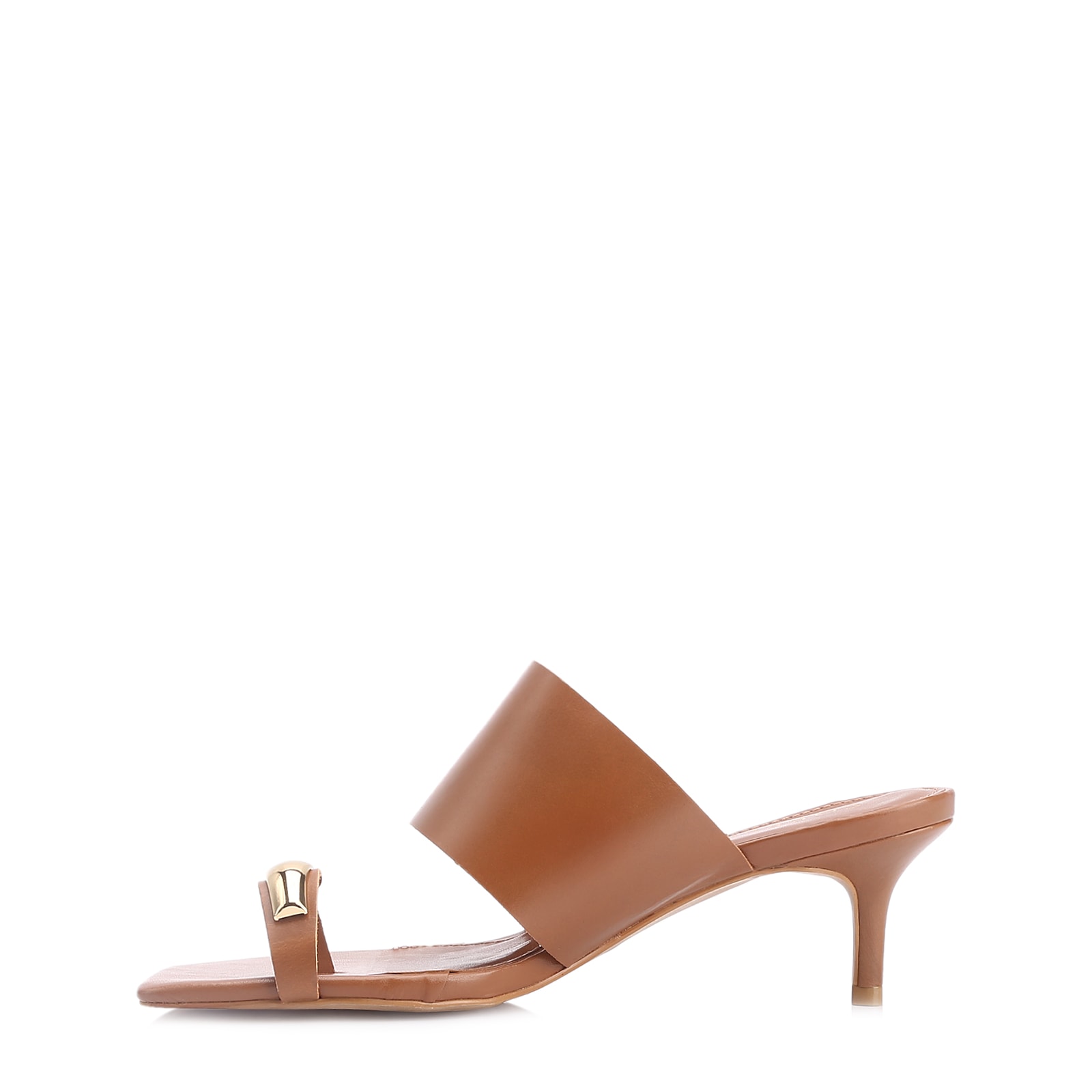 Mule Toe Ring Couro Marrom