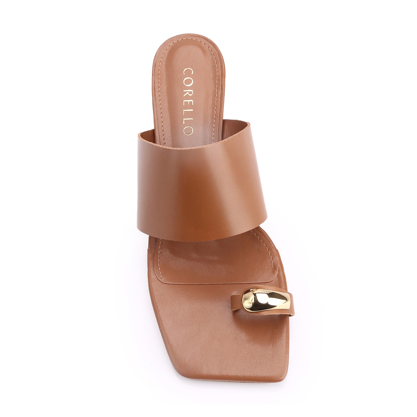Mule Toe Ring Couro Marrom