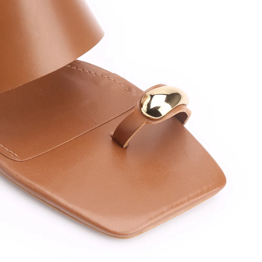 Mule Toe Ring Couro Marrom - imagem 6