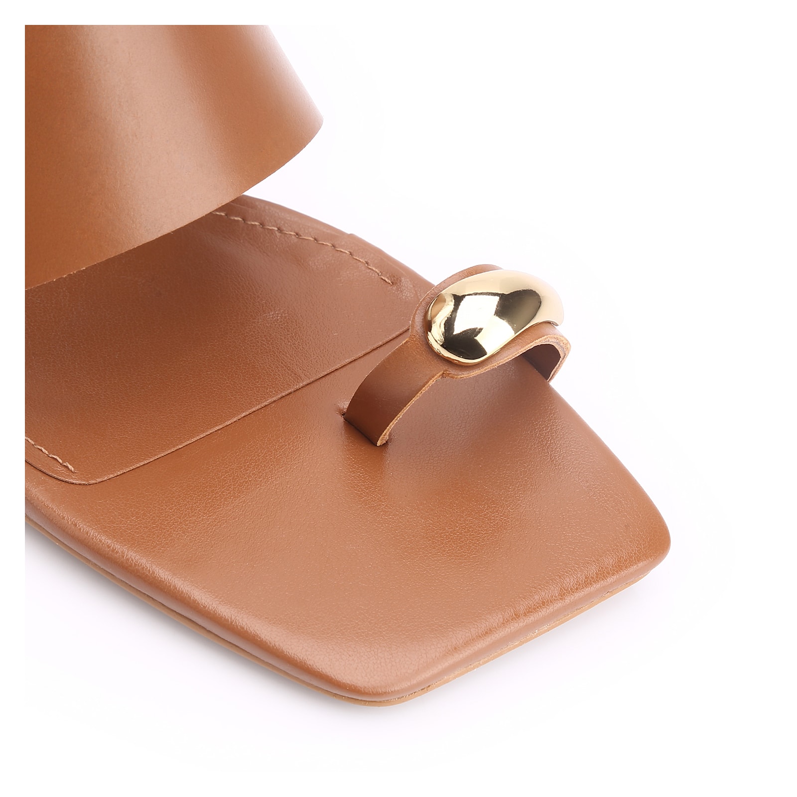 Mule Toe Ring Couro Marrom