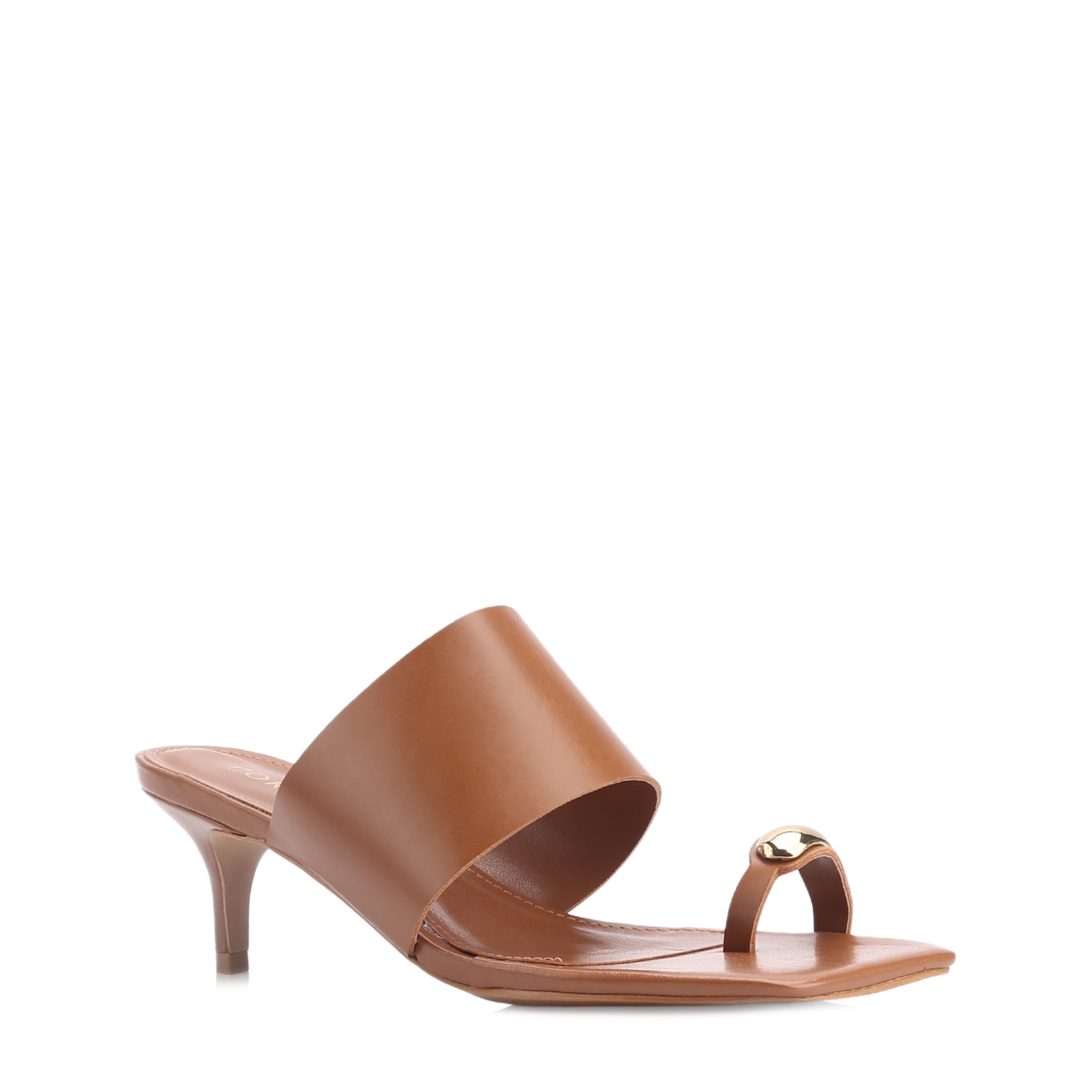 Mule Toe Ring Couro Marrom