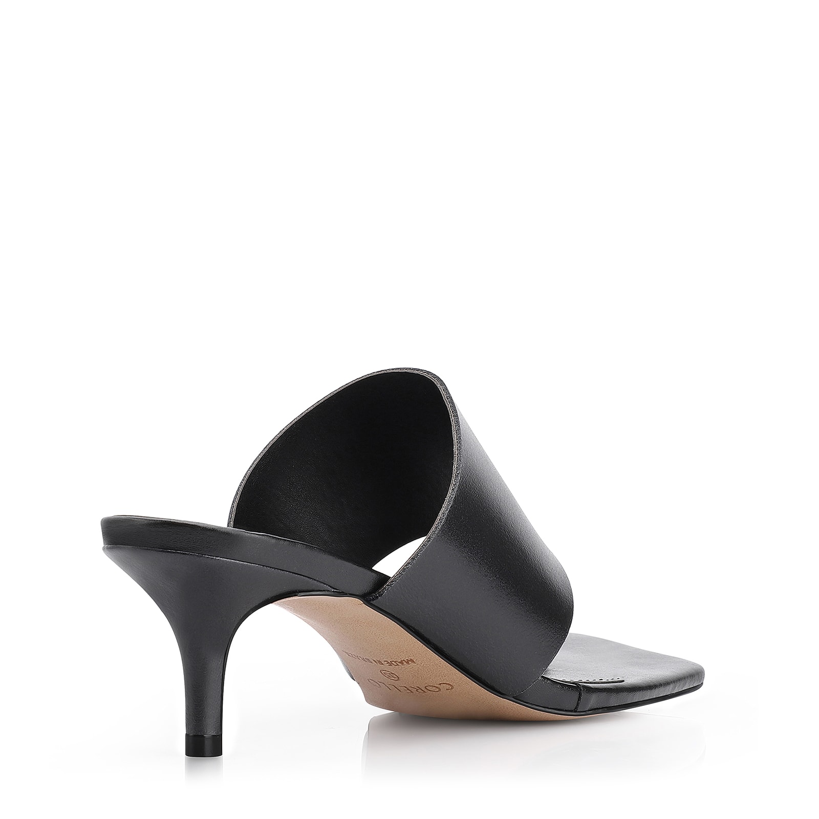 Mule Toe Ring Couro Preto