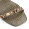 Mule Verde Salto Bloco Baixo Alt Croco Pedras - imagem 7