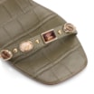 Mule Verde Salto Bloco Baixo Alt Croco Pedras - imagem 6