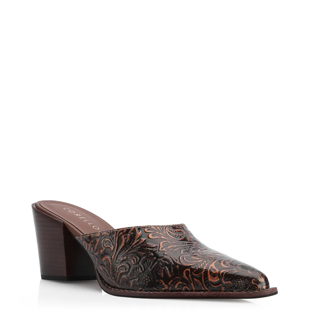 Mule Western Couro Marrom Adamascado